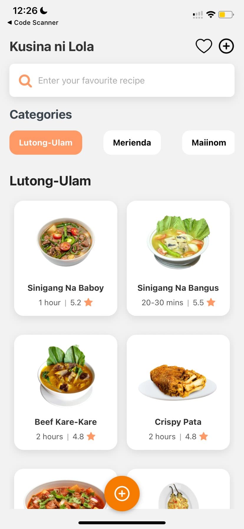 Recipe Finder app screen 2